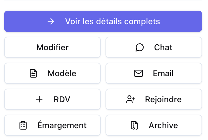 Actions rapides d’une session, dont le bouton « Archive »